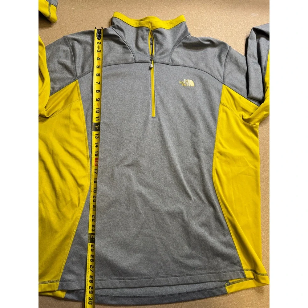 The North Face Mens Gray Yellow 1/4 Zip Long‎ Sleeve Pullover Sweatshirt XXL